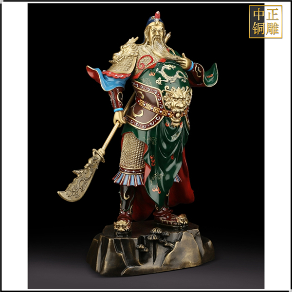 智勇雙全彩繪關公雕塑